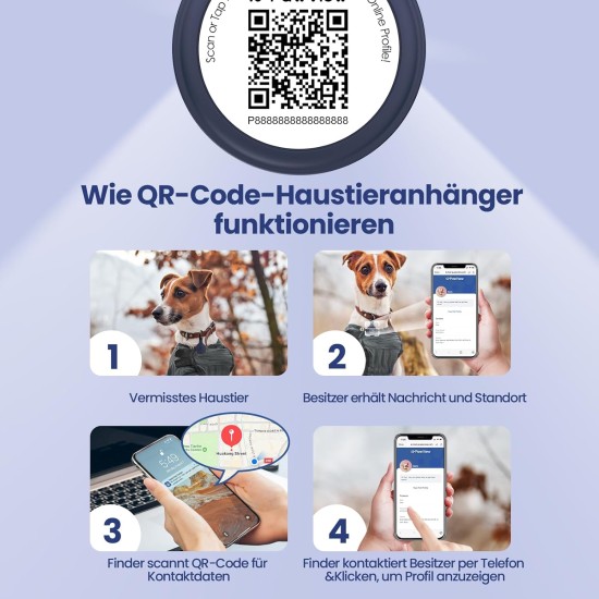 PawView Purple NFC Pet ID Tag - QR Code Anti-Lost Protection for Dogs & Cats, Customizable Smart Tag, Waterproof Silicone, No Subscription Fees PawView Purple NFC Pet ID Tag - QR Code Anti-Lost Protection for Dogs & Cats, Customizable Smart Tag, Waterproof Silicone, No Subscription Fees