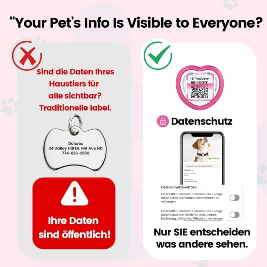 PawView Purple NFC Pet ID Tag - QR Code Anti-Lost Protection for Dogs & Cats, Customizable Smart Tag, Waterproof Silicone, No Subscription Fees PawView Purple NFC Pet ID Tag - QR Code Anti-Lost Protection for Dogs & Cats, Customizable Smart Tag, Waterproof Silicone, No Subscription Fees