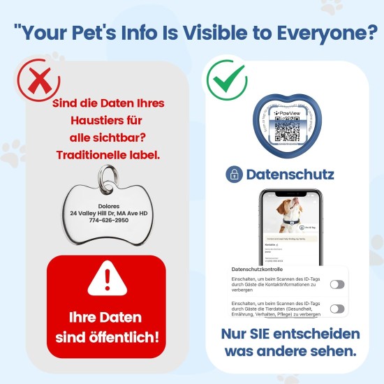 PawView Purple NFC Pet ID Tag - QR Code Anti-Lost Protection for Dogs & Cats, Customizable Smart Tag, Waterproof Silicone, No Subscription Fees PawView Purple NFC Pet ID Tag - QR Code Anti-Lost Protection for Dogs & Cats, Customizable Smart Tag, Waterproof Silicone, No Subscription Fees