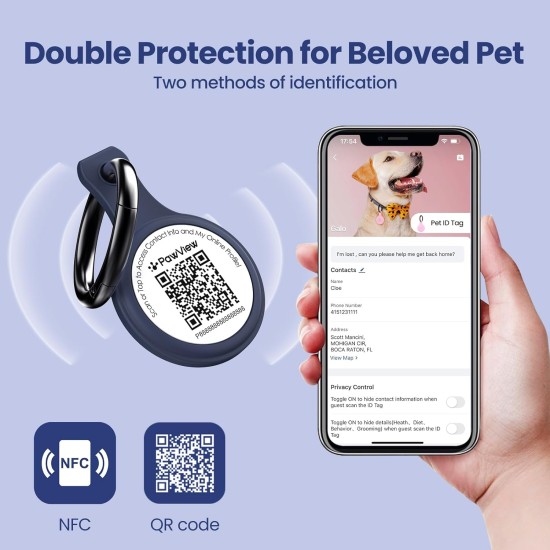 PawView Smart Pet ID Tag with QR Code & NFC - Waterproof Silicone Bow Tie Dog Tag for Lost Pet Recovery - Customizable, No GPS Required, Free App (Black) PawView Smart Pet ID Tag with QR Code & NFC - Waterproof Silicone Bow Tie Dog Tag for Lost Pet Recovery - Customizable, No GPS Required, Free App (Black)