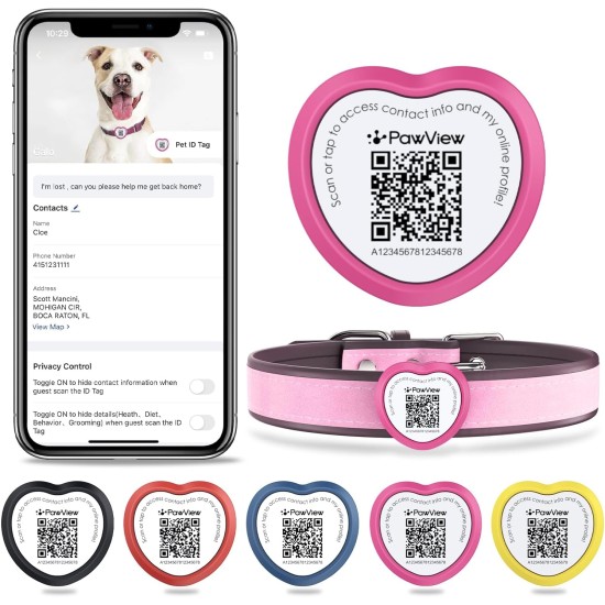 PawView Smart Pet ID Tag with QR Code & NFC - Waterproof Silicone Bow Tie Dog Tag for Lost Pet Recovery - Customizable, No GPS Required, Free App (Black) PawView Smart Pet ID Tag with QR Code & NFC - Waterproof Silicone Bow Tie Dog Tag for Lost Pet Recovery - Customizable, No GPS Required, Free App (Black)