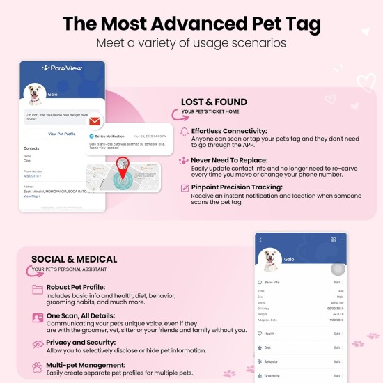 PawView Smart Pet ID Tag with QR Code & NFC - Waterproof Silicone Bow Tie Dog Tag for Lost Pet Recovery - Customizable, No GPS Required, Free App (Black) PawView Smart Pet ID Tag with QR Code & NFC - Waterproof Silicone Bow Tie Dog Tag for Lost Pet Recovery - Customizable, No GPS Required, Free App (Black)