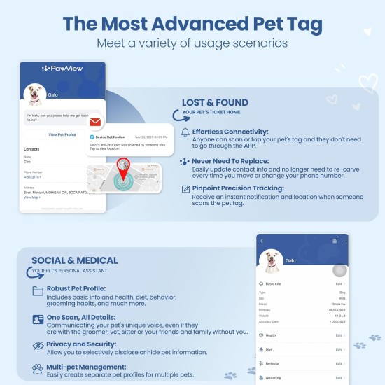 PawView Smart Pet ID Tag with QR Code & NFC - Waterproof Silicone Bow Tie Dog Tag for Lost Pet Recovery - Customizable, No GPS Required, Free App (Black) PawView Smart Pet ID Tag with QR Code & NFC - Waterproof Silicone Bow Tie Dog Tag for Lost Pet Recovery - Customizable, No GPS Required, Free App (Black)