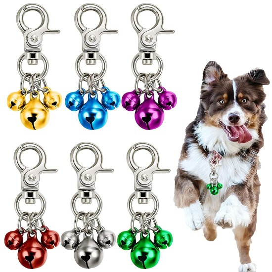 Pet Bell Set for Collars/Keyrings - Loud, Colourful & Stylish! Triple your dog's charm with these 6 bells in green, red, blue, purple, silver & gold. Pet Bell Set for Collars/Keyrings - Loud, Colourful & Stylish! Triple your dog's charm with these 6 bells in green, red, blue, purple, silver & gold.
