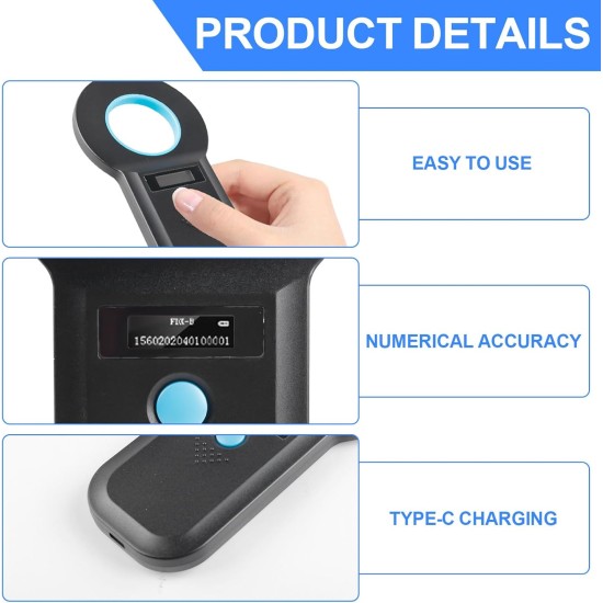 Pet ID Reader, Animal Chip Reader, Microchip Reader for Dogs/Cats, Pet Microchip Scanner, Dog Microchip Scanner, Pet ID Pet Scanner, Pet Chip Reader for Animal Tracking, Black Pet ID Reader, Animal Chip Reader, Microchip Reader for Dogs/Cats, Pet Microchip Scanner, Dog Microchip Scanner, Pet ID Pet Scanner, Pet Chip Reader for Animal Tracking, Black