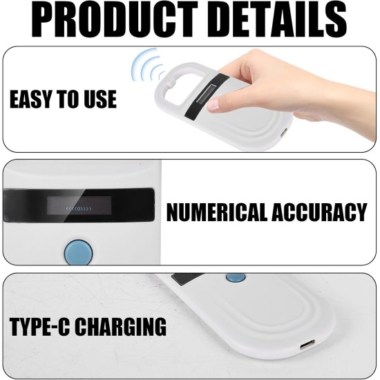 Pet ID Reader, White Animal Chip Reader, Microchip Reader for Dogs/Cats, Pet ID Pet Scanner, Pet Microchip Scanner, Pet Chip Reader for Animal Tracking Pet ID Reader, White Animal Chip Reader, Microchip Reader for Dogs/Cats, Pet ID Pet Scanner, Pet Microchip Scanner, Pet Chip Reader for Animal Tracking