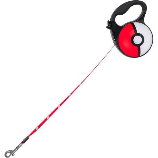 Pokémon Pokéball Retractable Dog Lead - 5m Retractable Lead with Reflective Pattern, Parking Brake, Locking, Convenient Handle and Metal Clip Pokémon Pokéball Retractable Dog Lead - 5m Retractable Lead with Reflective Pattern, Parking Brake, Locking, Convenient Handle and Metal Clip
