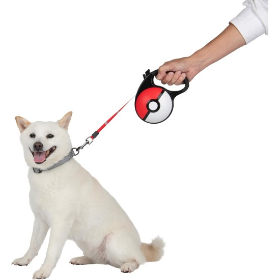 Pokémon Pokéball Retractable Dog Lead - 5m Retractable Lead with Reflective Pattern, Parking Brake, Locking, Convenient Handle and Metal Clip Pokémon Pokéball Retractable Dog Lead - 5m Retractable Lead with Reflective Pattern, Parking Brake, Locking, Convenient Handle and Metal Clip