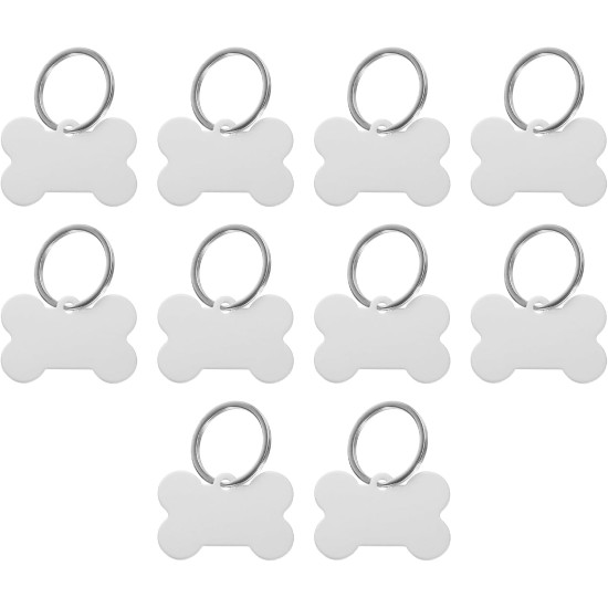 QUARKZMAN Bone Shaped Dog Sign Animal ID Labels 38 mm x 25 mm / 1.5 x 1 Inch Metal Silver Tone Blank Dog Labels Cat Labels with Ring for Dog Cat Pendant Craft Pack of 10 QUARKZMAN Bone Shaped Dog Sign Animal ID Labels 38 mm x 25 mm / 1.5 x 1 Inch Metal Silver Tone Blank Dog Labels Cat Labels with Ring for Dog Cat Pendant Craft Pack of 10