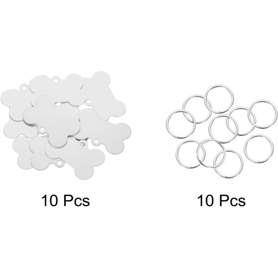 QUARKZMAN Bone Shaped Dog Sign Animal ID Labels 38 mm x 25 mm / 1.5 x 1 Inch Metal Silver Tone Blank Dog Labels Cat Labels with Ring for Dog Cat Pendant Craft Pack of 10 QUARKZMAN Bone Shaped Dog Sign Animal ID Labels 38 mm x 25 mm / 1.5 x 1 Inch Metal Silver Tone Blank Dog Labels Cat Labels with Ring for Dog Cat Pendant Craft Pack of 10