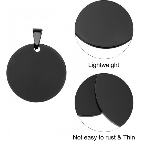 QUARKZMAN Metal Round Tags Stamps, Black Blank Dog Tags 1.18 Inch Circle DIY Engraving Blank Tags Pack of 10, Stainless Steel with Hole for Pet Dog ID Tags QUARKZMAN Metal Round Tags Stamps, Black Blank Dog Tags 1.18 Inch Circle DIY Engraving Blank Tags Pack of 10, Stainless Steel with Hole for Pet Dog ID Tags