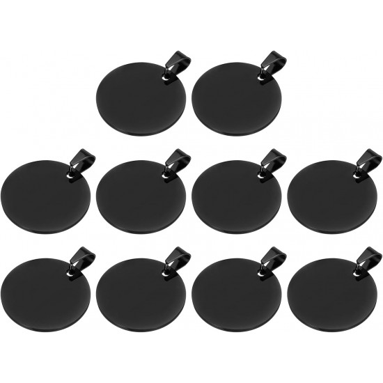 QUARKZMAN Metal Round Tags Stamps, Black Blank Dog Tags 1.18 Inch Circle DIY Engraving Blank Tags Pack of 10, Stainless Steel with Hole for Pet Dog ID Tags QUARKZMAN Metal Round Tags Stamps, Black Blank Dog Tags 1.18 Inch Circle DIY Engraving Blank Tags Pack of 10, Stainless Steel with Hole for Pet Dog ID Tags