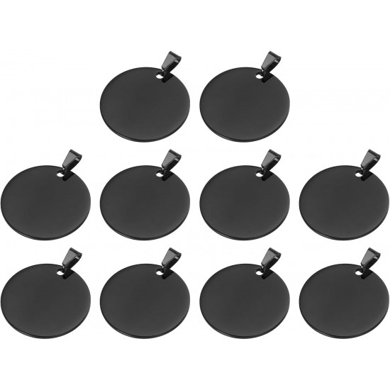QUARKZMAN Metal Round Tags Stamps, Black Blank Dog Tags 1.18 Inch Circle DIY Engraving Blank Tags Pack of 10, Stainless Steel with Hole for Pet Dog ID Tags QUARKZMAN Metal Round Tags Stamps, Black Blank Dog Tags 1.18 Inch Circle DIY Engraving Blank Tags Pack of 10, Stainless Steel with Hole for Pet Dog ID Tags