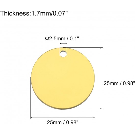 QUARKZMAN Metal Round Tags Stamps, Golden Blank Dog Tags 1.38 Inch Circle DIY Engraving Blank Tags Pack of 5, Stainless Steel with Hole for Pet Dog ID Tags, Pendant Decoration, Craft Tags QUARKZMAN Metal Round Tags Stamps, Golden Blank Dog Tags 1.38 Inch Circle DIY Engraving Blank Tags Pack of 5, Stainless Steel with Hole for Pet Dog ID Tags, Pendant Decoration, Craft Tags