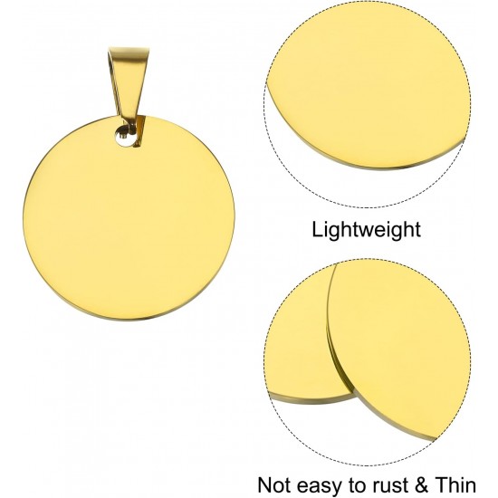 QUARKZMAN Metal Round Tags Stamps, Golden Blank Dog Tags 1.38 Inch Circle DIY Engraving Blank Tags Pack of 5, Stainless Steel with Hole for Pet Dog ID Tags, Pendant Decoration, Craft Tags QUARKZMAN Metal Round Tags Stamps, Golden Blank Dog Tags 1.38 Inch Circle DIY Engraving Blank Tags Pack of 5, Stainless Steel with Hole for Pet Dog ID Tags, Pendant Decoration, Craft Tags