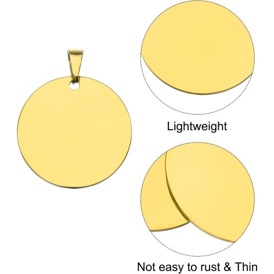 QUARKZMAN Metal Round Tags Stamps, Golden Blank Dog Tags 1.38 Inch Circle DIY Engraving Blank Tags Pack of 5, Stainless Steel with Hole for Pet Dog ID Tags, Pendant Decoration, Craft Tags QUARKZMAN Metal Round Tags Stamps, Golden Blank Dog Tags 1.38 Inch Circle DIY Engraving Blank Tags Pack of 5, Stainless Steel with Hole for Pet Dog ID Tags, Pendant Decoration, Craft Tags