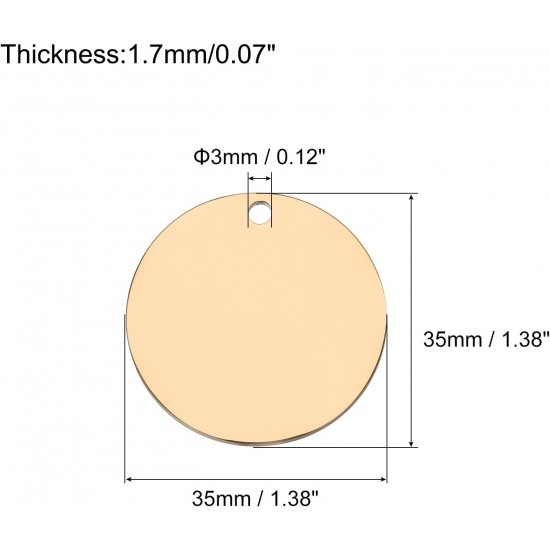 QUARKZMAN Metal Round Tags Stamps, Golden Blank Dog Tags 1.38 Inch Circle DIY Engraving Blank Tags Pack of 5, Stainless Steel with Hole for Pet Dog ID Tags, Pendant Decoration, Craft Tags QUARKZMAN Metal Round Tags Stamps, Golden Blank Dog Tags 1.38 Inch Circle DIY Engraving Blank Tags Pack of 5, Stainless Steel with Hole for Pet Dog ID Tags, Pendant Decoration, Craft Tags
