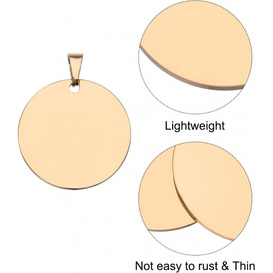 QUARKZMAN Metal Round Tags Stamps, Golden Blank Dog Tags 1.38 Inch Circle DIY Engraving Blank Tags Pack of 5, Stainless Steel with Hole for Pet Dog ID Tags, Pendant Decoration, Craft Tags QUARKZMAN Metal Round Tags Stamps, Golden Blank Dog Tags 1.38 Inch Circle DIY Engraving Blank Tags Pack of 5, Stainless Steel with Hole for Pet Dog ID Tags, Pendant Decoration, Craft Tags