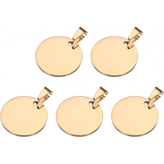 QUARKZMAN Metal Round Tags Stamps, Golden Blank Dog Tags 1.38 Inch Circle DIY Engraving Blank Tags Pack of 5, Stainless Steel with Hole for Pet Dog ID Tags, Pendant Decoration, Craft Tags QUARKZMAN Metal Round Tags Stamps, Golden Blank Dog Tags 1.38 Inch Circle DIY Engraving Blank Tags Pack of 5, Stainless Steel with Hole for Pet Dog ID Tags, Pendant Decoration, Craft Tags