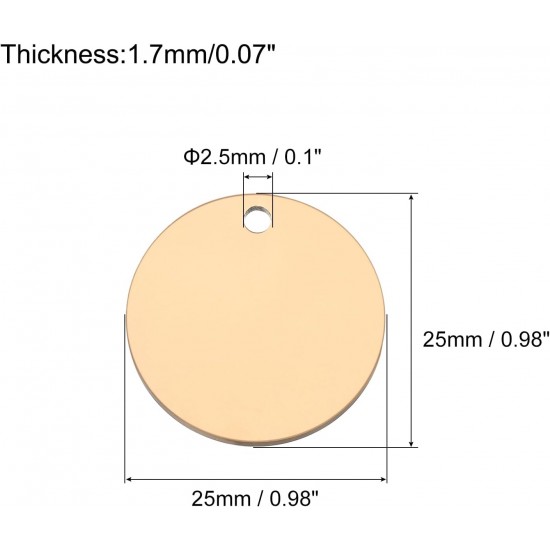QUARKZMAN Metal Round Tags Stamps, Golden Blank Dog Tags 1.38 Inch Circle DIY Engraving Blank Tags Pack of 5, Stainless Steel with Hole for Pet Dog ID Tags, Pendant Decoration, Craft Tags QUARKZMAN Metal Round Tags Stamps, Golden Blank Dog Tags 1.38 Inch Circle DIY Engraving Blank Tags Pack of 5, Stainless Steel with Hole for Pet Dog ID Tags, Pendant Decoration, Craft Tags