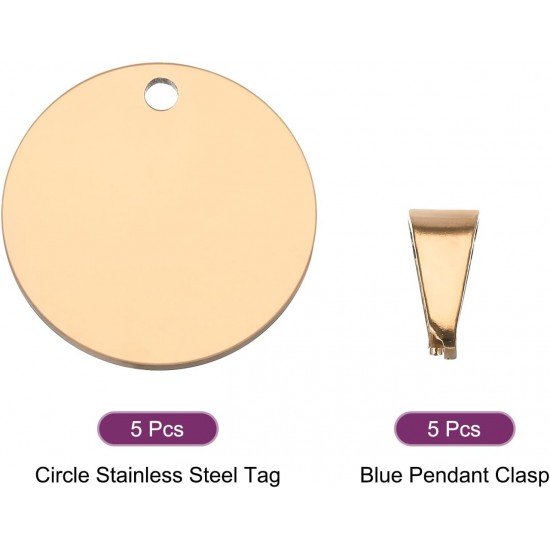 QUARKZMAN Metal Round Tags Stamps, Golden Blank Dog Tags 1.38 Inch Circle DIY Engraving Blank Tags Pack of 5, Stainless Steel with Hole for Pet Dog ID Tags, Pendant Decoration, Craft Tags QUARKZMAN Metal Round Tags Stamps, Golden Blank Dog Tags 1.38 Inch Circle DIY Engraving Blank Tags Pack of 5, Stainless Steel with Hole for Pet Dog ID Tags, Pendant Decoration, Craft Tags