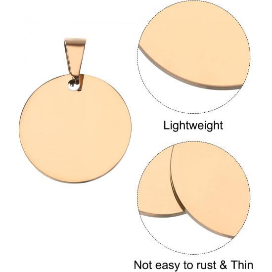 QUARKZMAN Metal Round Tags Stamps, Golden Blank Dog Tags 1.38 Inch Circle DIY Engraving Blank Tags Pack of 5, Stainless Steel with Hole for Pet Dog ID Tags, Pendant Decoration, Craft Tags QUARKZMAN Metal Round Tags Stamps, Golden Blank Dog Tags 1.38 Inch Circle DIY Engraving Blank Tags Pack of 5, Stainless Steel with Hole for Pet Dog ID Tags, Pendant Decoration, Craft Tags