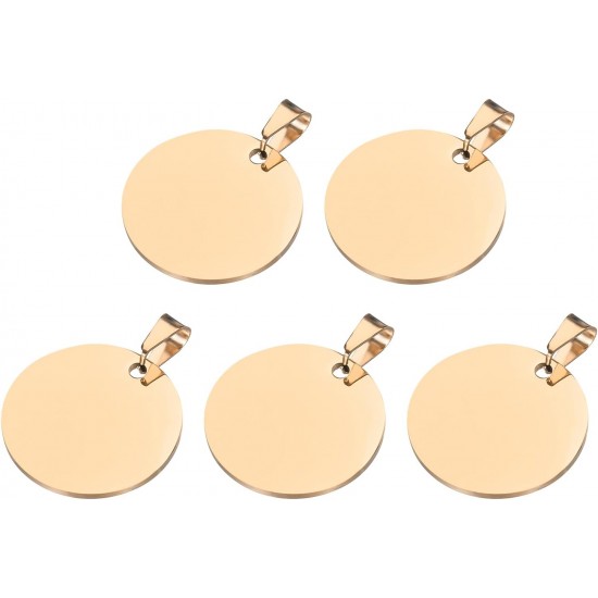 QUARKZMAN Metal Round Tags Stamps, Golden Blank Dog Tags 1.38 Inch Circle DIY Engraving Blank Tags Pack of 5, Stainless Steel with Hole for Pet Dog ID Tags, Pendant Decoration, Craft Tags QUARKZMAN Metal Round Tags Stamps, Golden Blank Dog Tags 1.38 Inch Circle DIY Engraving Blank Tags Pack of 5, Stainless Steel with Hole for Pet Dog ID Tags, Pendant Decoration, Craft Tags
