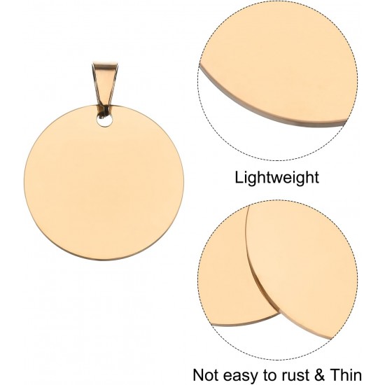 QUARKZMAN Metal Round Tags Stamps, Golden Blank Dog Tags 1.38 Inch Circle DIY Engraving Blank Tags Pack of 5, Stainless Steel with Hole for Pet Dog ID Tags, Pendant Decoration, Craft Tags QUARKZMAN Metal Round Tags Stamps, Golden Blank Dog Tags 1.38 Inch Circle DIY Engraving Blank Tags Pack of 5, Stainless Steel with Hole for Pet Dog ID Tags, Pendant Decoration, Craft Tags