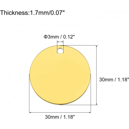 QUARKZMAN Metal Round Tags Stamps, Golden Blank Dog Tags 1.38 Inch Circle DIY Engraving Blank Tags Pack of 5, Stainless Steel with Hole for Pet Dog ID Tags, Pendant Decoration, Craft Tags QUARKZMAN Metal Round Tags Stamps, Golden Blank Dog Tags 1.38 Inch Circle DIY Engraving Blank Tags Pack of 5, Stainless Steel with Hole for Pet Dog ID Tags, Pendant Decoration, Craft Tags