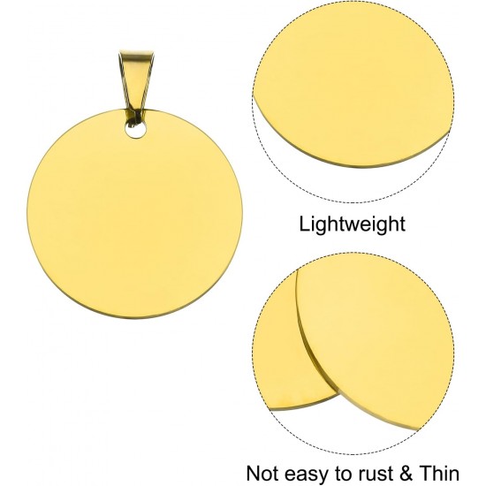 QUARKZMAN Metal Round Tags Stamps, Golden Blank Dog Tags 1.38 Inch Circle DIY Engraving Blank Tags Pack of 5, Stainless Steel with Hole for Pet Dog ID Tags, Pendant Decoration, Craft Tags QUARKZMAN Metal Round Tags Stamps, Golden Blank Dog Tags 1.38 Inch Circle DIY Engraving Blank Tags Pack of 5, Stainless Steel with Hole for Pet Dog ID Tags, Pendant Decoration, Craft Tags