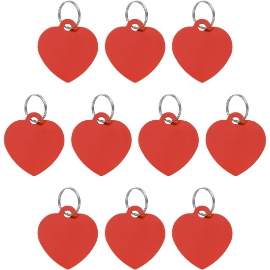 QUARKZMAN Pet ID Number Plate Metal Engraving Signs Heart Shape Dog ID Badge Red Blank Labels with Key Rings for Pet Dog Cat Punching Pendant Decoration 10 Pack QUARKZMAN Pet ID Number Plate Metal Engraving Signs Heart Shape Dog ID Badge Red Blank Labels with Key Rings for Pet Dog Cat Punching Pendant Decoration 10 Pack
