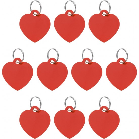 QUARKZMAN Pet ID Number Plate Metal Engraving Signs Heart Shape Dog ID Badge Red Blank Labels with Key Rings for Pet Dog Cat Punching Pendant Decoration 10 Pack QUARKZMAN Pet ID Number Plate Metal Engraving Signs Heart Shape Dog ID Badge Red Blank Labels with Key Rings for Pet Dog Cat Punching Pendant Decoration 10 Pack