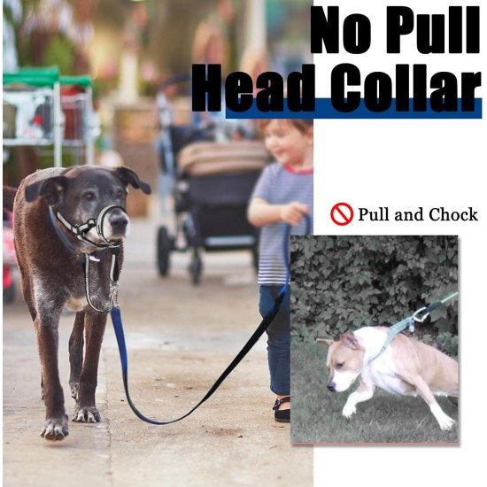Reflective Headcollar, No Pull Collar for Large Dogs, Anti Pull Muzzle Leash for Large Breeds, Adjustable Soft Dog Headcollar, Nose Rope for Easy Control on Walks Reflective Headcollar, No Pull Collar for Large Dogs, Anti Pull Muzzle Leash for Large Breeds, Adjustable Soft Dog Headcollar, Nose Rope for Easy Control on Walks