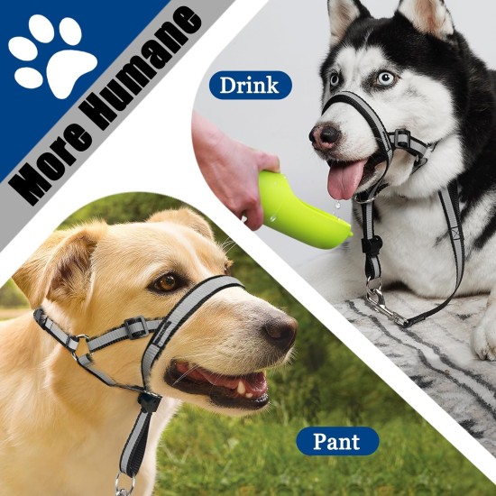 Reflective Headcollar, No Pull Collar for Large Dogs, Anti Pull Muzzle Leash for Large Breeds, Adjustable Soft Dog Headcollar, Nose Rope for Easy Control on Walks Reflective Headcollar, No Pull Collar for Large Dogs, Anti Pull Muzzle Leash for Large Breeds, Adjustable Soft Dog Headcollar, Nose Rope for Easy Control on Walks