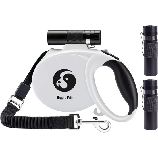 Retractable Dog Lead with Torch 5 m Happy & Polly Protective Bungee Lead Practical Hook Reflective Fishing Line Woven Strong Band One-Handed Release Pause and Lock Retractable Dog Lead with Torch 5 m Happy & Polly Protective Bungee Lead Practical Hook Reflective Fishing Line Woven Strong Band One-Handed Release Pause and Lock