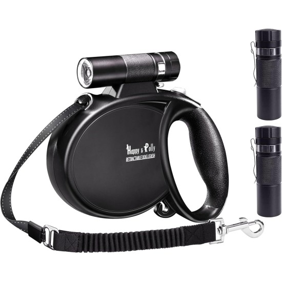 Retractable Dog Lead with Torch 5 m Happy & Polly Protective Bungee Lead Practical Hook Reflective Fishing Line Woven Strong Band One-Handed Release Pause and Lock Retractable Dog Lead with Torch 5 m Happy & Polly Protective Bungee Lead Practical Hook Reflective Fishing Line Woven Strong Band One-Handed Release Pause and Lock