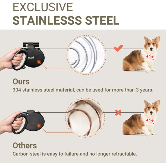 Retractable Dog Lead with Torch 5 m Happy & Polly Protective Bungee Lead Practical Hook Reflective Fishing Line Woven Strong Band One-Handed Release Pause and Lock Retractable Dog Lead with Torch 5 m Happy & Polly Protective Bungee Lead Practical Hook Reflective Fishing Line Woven Strong Band One-Handed Release Pause and Lock