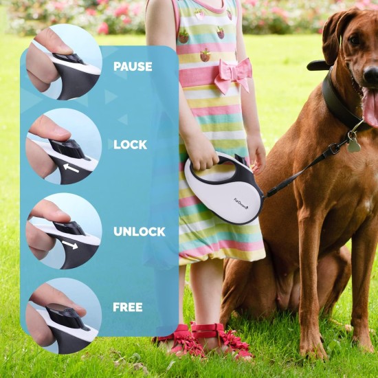Retractable Dog Leash - Heavy Duty Extendable (5m) Lead | Non-Slip Handle with Locking Control | Strong Tangle-Free Nylon Strap & Collar Hook (Black, Large) Retractable Dog Leash - Heavy Duty Extendable (5m) Lead | Non-Slip Handle with Locking Control | Strong Tangle-Free Nylon Strap & Collar Hook (Black, Large)