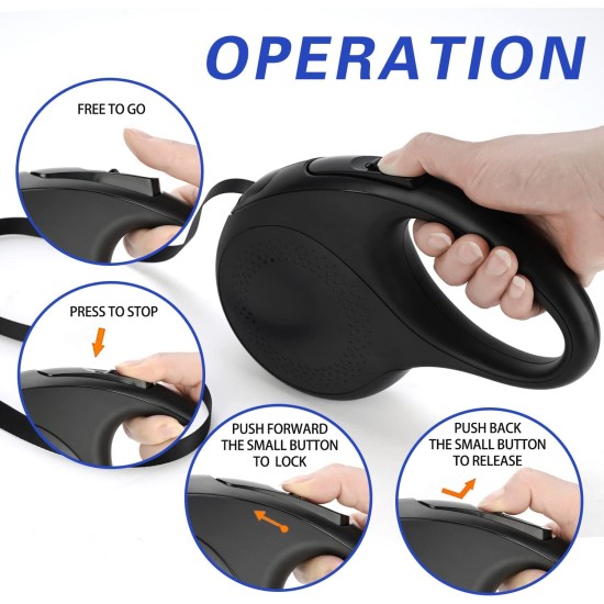 Retractable Dog Leash, 25ft Dog Leash for Small to Large Dogs up to 110 Lbs, Non-Slip Handle, One Button Lock and Unlock, Heavy Duty, 360° Tangle Free Retractable Dog Leash, 25ft Dog Leash for Small to Large Dogs up to 110 Lbs, Non-Slip Handle, One Button Lock and Unlock, Heavy Duty, 360° Tangle Free