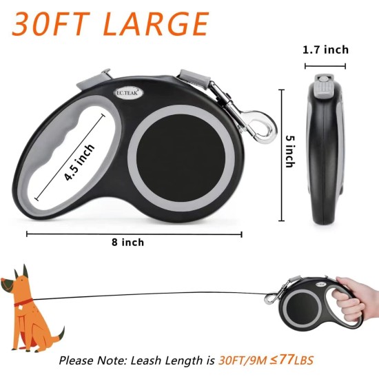 Retractable Dog Leash 30 Feet for Medium Large Dogs up to 77 lbs Heavy Duty Tangle Free Large Retractable Dog Leash 30 Feet for Medium Large Dogs up to 77 lbs Heavy Duty Tangle Free Large