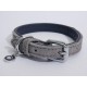 Rosewood Luxury Leather Dog Collar, 8-12 Inch, soft touch navy