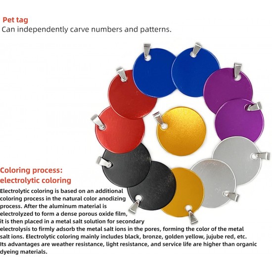 Round Aluminium Blank Dog Tags, DIY Engraved Cat Dog ID Tags, Personalised Pet Identity Name Tags, Blank Dog Tags DIY Carving, Diameter 3 cm, Mix Colours, Pack of 12 Round Aluminium Blank Dog Tags, DIY Engraved Cat Dog ID Tags, Personalised Pet Identity Name Tags, Blank Dog Tags DIY Carving, Diameter 3 cm, Mix Colours, Pack of 12