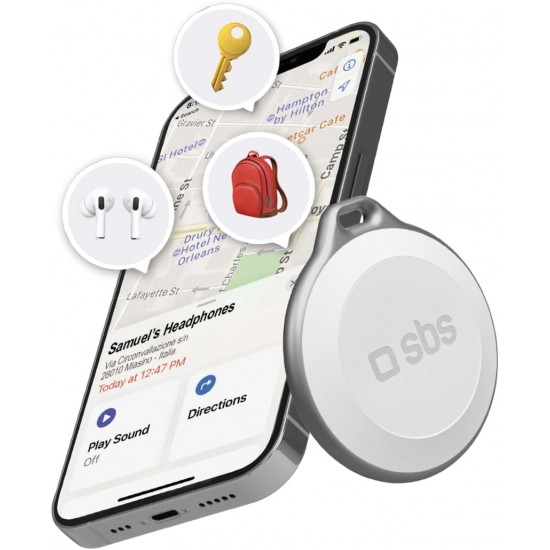 SBS Track My Circle Key and Object Finder Compatible with Apple Where, Alarm Sound 100dB, Ready to Use with CR2032 Battery Included, Waterproof IP65 with Keyhole SBS Track My Circle Key and Object Finder Compatible with Apple Where, Alarm Sound 100dB, Ready to Use with CR2032 Battery Included, Waterproof IP65 with Keyhole