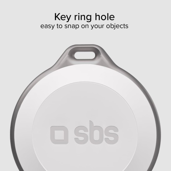 SBS Track My Circle Key and Object Finder Compatible with Apple Where, Alarm Sound 100dB, Ready to Use with CR2032 Battery Included, Waterproof IP65 with Keyhole SBS Track My Circle Key and Object Finder Compatible with Apple Where, Alarm Sound 100dB, Ready to Use with CR2032 Battery Included, Waterproof IP65 with Keyhole