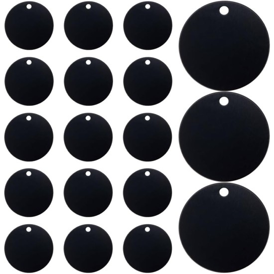 SOFPLATE 1 Box of 25 Round Stamping Blanks Metal Pendant Aluminium Black Circle Engraved Name Plate for Cat Dog Pet Pendant for Jewellery Making Engraving Pet ID Tag Necklace SOFPLATE 1 Box of 25 Round Stamping Blanks Metal Pendant Aluminium Black Circle Engraved Name Plate for Cat Dog Pet Pendant for Jewellery Making Engraving Pet ID Tag Necklace