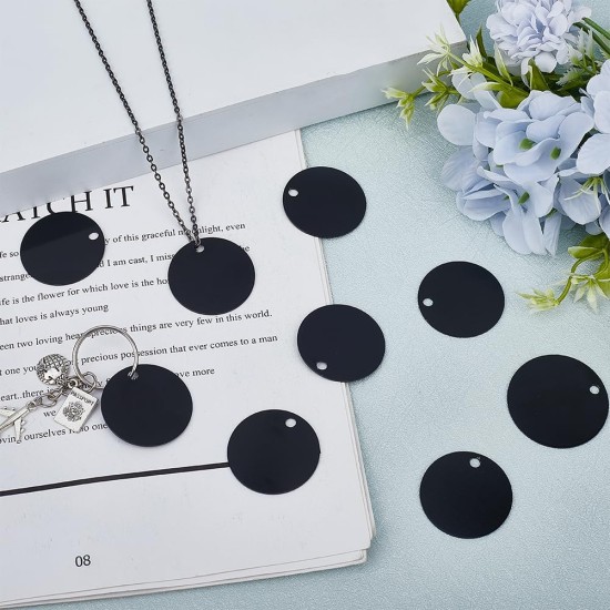 SOFPLATE 1 Box of 25 Round Stamping Blanks Metal Pendant Aluminium Black Circle Engraved Name Plate for Cat Dog Pet Pendant for Jewellery Making Engraving Pet ID Tag Necklace SOFPLATE 1 Box of 25 Round Stamping Blanks Metal Pendant Aluminium Black Circle Engraved Name Plate for Cat Dog Pet Pendant for Jewellery Making Engraving Pet ID Tag Necklace