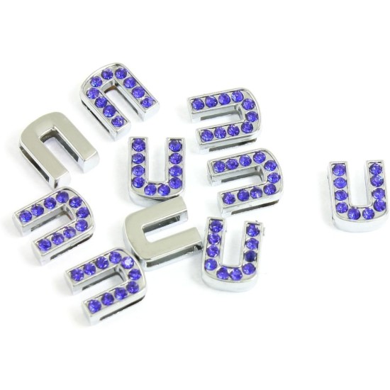 Sourcingmap Rhinestone Decor Dog Cat Pets Collar Charm Slide Letter U, Blue, 10-Piece Sourcingmap Rhinestone Decor Dog Cat Pets Collar Charm Slide Letter U, Blue, 10-Piece