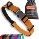 Strong Dog Collar Medium Dogs - Orange Reflective Padded Dog Collars - Adjustable - Safety Metal Buckle, Aluminium V-Ring Strong Dog Collar Medium Dogs - Orange Reflective Padded Dog Collars - Adjustable - Safety Metal Buckle, Aluminium V-Ring