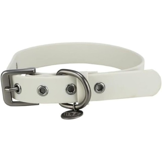TRIXIE CityStyle 1971416 Dog Collar S-M: Neck Circumference 30-37 cm/20 mm Light Grey - High-Quality PVC Collar for Small - Medium Dogs, Adjustable, Water-Repellent and Wipe-Clean