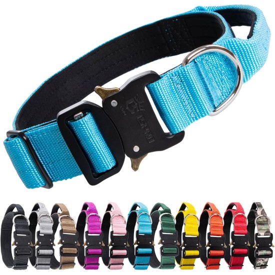 TSPRO Premium Dog Collar with Handle, Thick, Adjustable, Tactical Dog Collar, Heavy-Duty Design, Quick-Release Metal Buckle, for Medium to Large Dogs, M, Green TSPRO Premium Dog Collar with Handle, Thick, Adjustable, Tactical Dog Collar, Heavy-Duty Design, Quick-Release Metal Buckle, for Medium to Large Dogs, M, Green